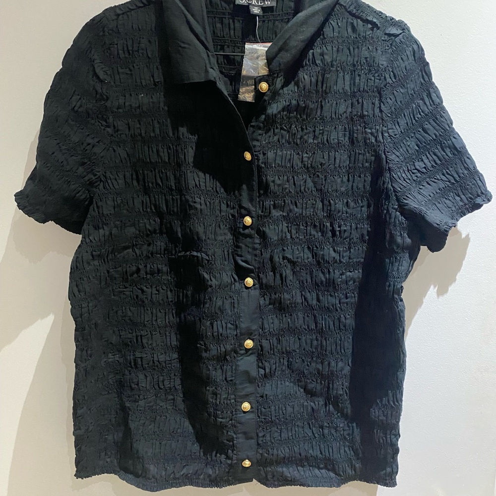 📼 J.Crew Black Shirred Button-up Shirt ⚜️